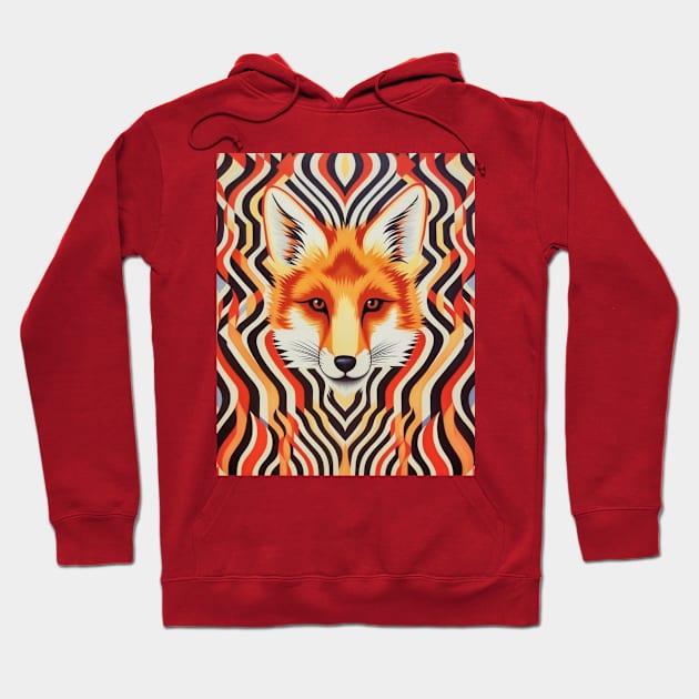 Spectrum Fox: Radiant Op Art Red Fox Hoodie by Unboxed Mind of J.A.Y LLC 